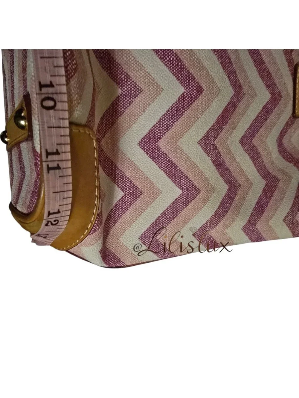 Dooney & Bourke Style Chevron Leisure Shopper Tote  Matching Leather Pouch EUC